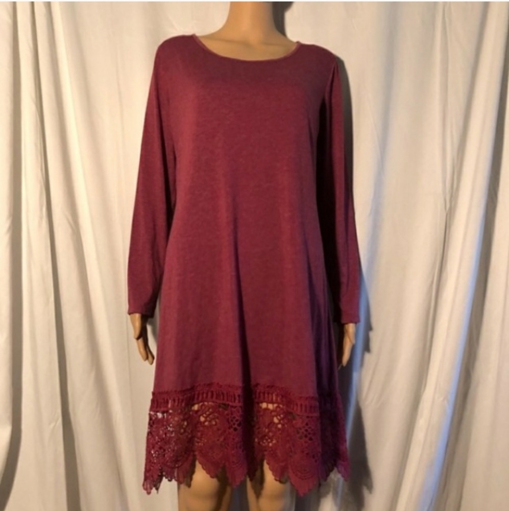 Miyang | Dark Pink Crochet Hem Dress